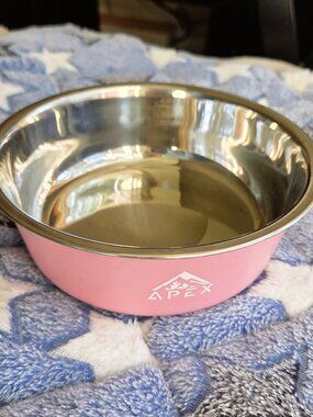 Apex Pink Dog Cats Coated Bowl Rubber Non-skid Bottom NEW Never used